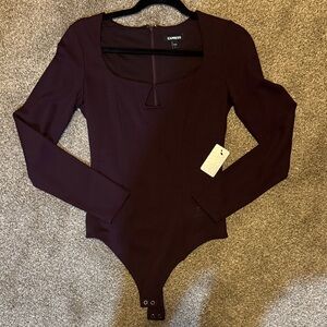 Express Burgundy Long Sleeve Bodysuit